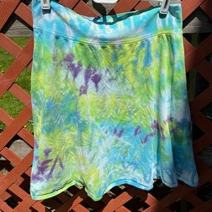 Tie Dyed Cotton Skirt Dharma Clothing Co. Turquoise, Purple, Green Size Small